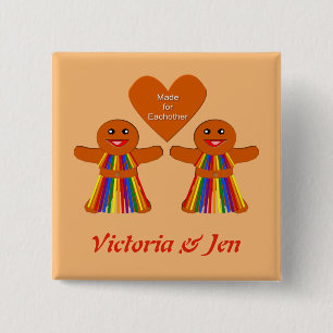Lesbian kerstontbijt Dames Couple - Aangepast Vierkante Button 5,1 Cm