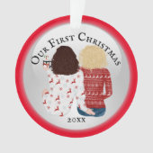 Lesbian koppel first Christmas PHOTO romantic red Ornament (voorkant)