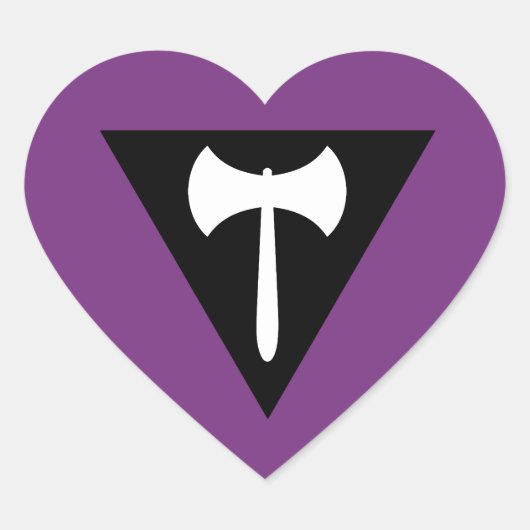 Lesbian Labrys Pride Flag Hart Sticker (Voorkant)