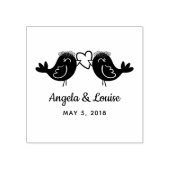 Lesbian LGBT Rustic Birds Couple Wedding Monogram Rubberstempel (Afrduk)