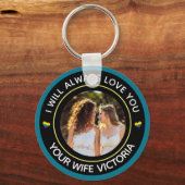 Lesbian LGBTQ Foto Weddenschap Couple Rainbow Cust Sleutelhanger (Voorkant)