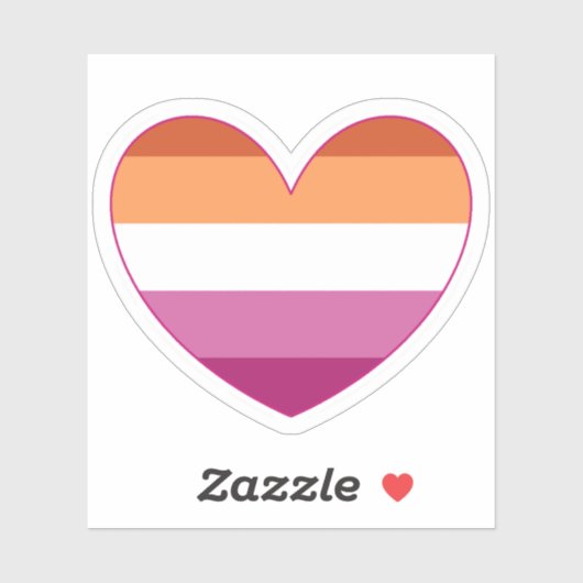Lesbian LGBTQ+ Pride and Support Rainbow Heart S Sticker (Vel)