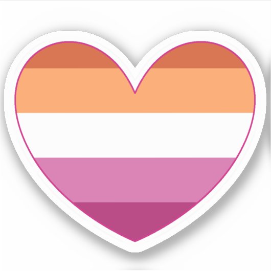 Lesbian LGBTQ+ Pride and Support Rainbow Heart S Sticker (Voorkant)