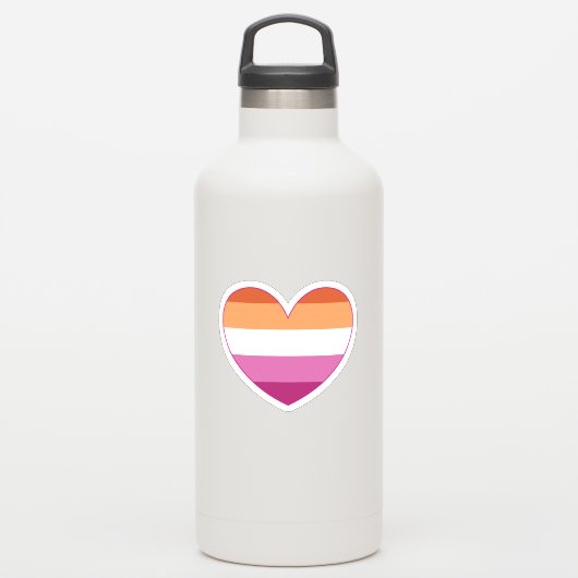 Lesbian LGBTQ+ Pride and Support Rainbow Heart S Sticker (Waterfles)