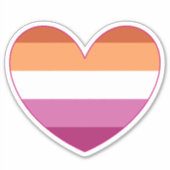 Lesbian LGBTQ+ Pride en steun Rainbow Heart Sticker (Voorkant)