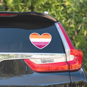 Lesbian LGBTQ+ Pride en steun Rainbow Heart Sticker
