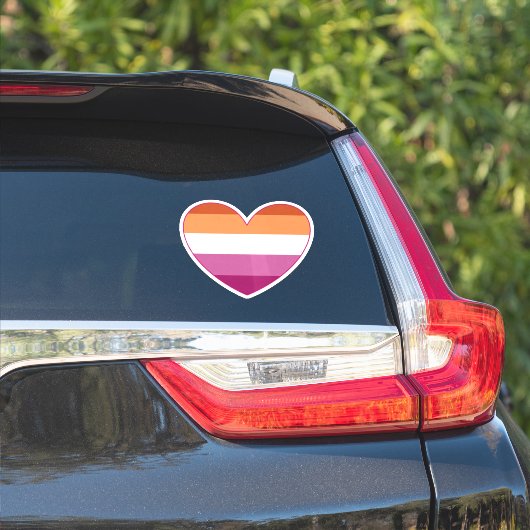 Lesbian LGBTQ+ Pride en steun Rainbow Heart Sticker (Auto Zijkant)
