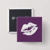 LESBIAN LIPS SYMBOL WHITE VIERKANTE BUTTON 5,1 CM (Voorkant /achterkant)