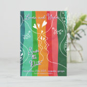 Lesbian Love Doodle Save The Date (Staand voorkant)