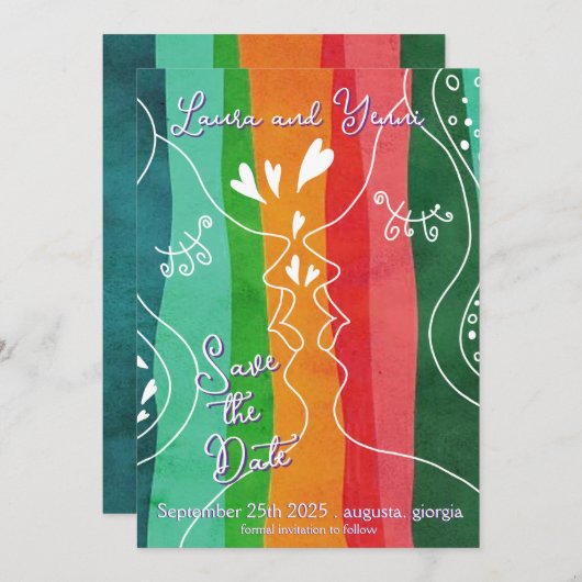 Lesbian Love Doodle Save The Date (Voorkant / Achterkant)