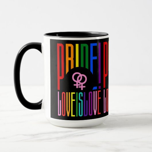 Lesbian Love LGBT Pride Rainbow Typography Mok (Links)