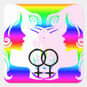 Lesbian Love Pride Rainbow Women Heart Stickers
