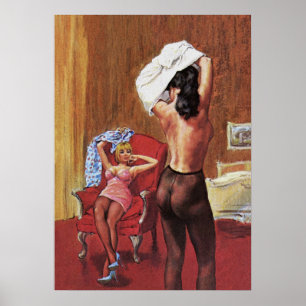 Lesbian Love  Pulp Magazine Hoesje Art Poster