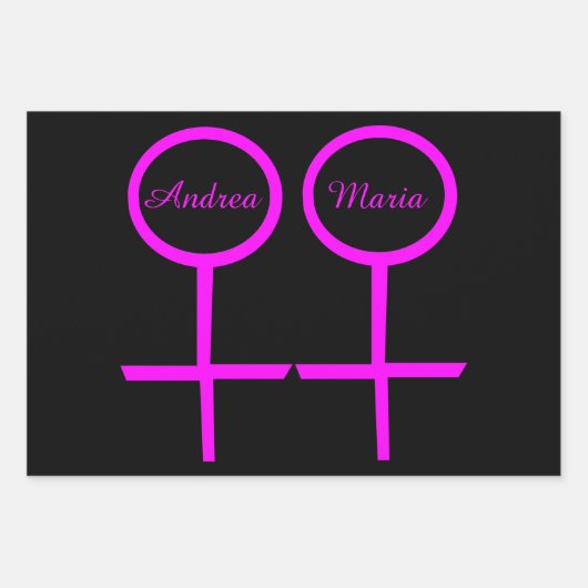 Lesbian Lovers Personalized Gift Wrap Set Inpakpapier Vel (Voorkant)