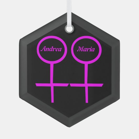 Lesbian Lovers Personalized Glas Ornament (Voorkant)