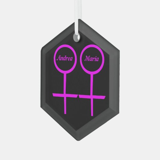 Lesbian Lovers Personalized Glas Ornament (Voorkant links)