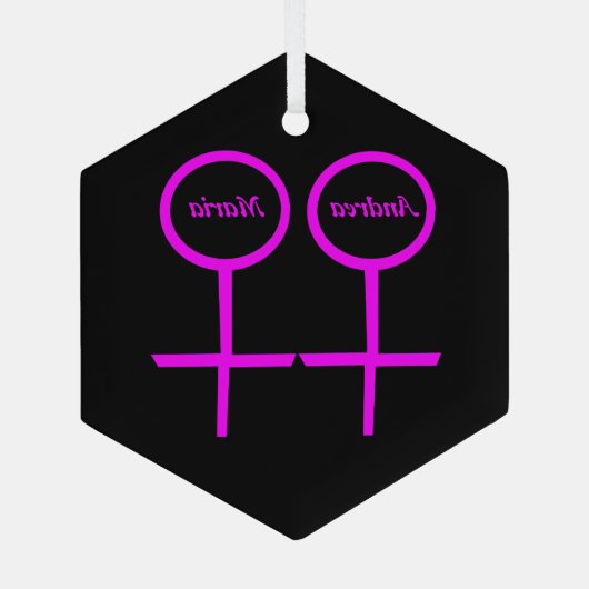 Lesbian Lovers Personalized Glas Ornament (Achterkant)