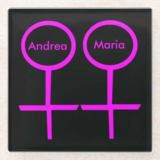 Lesbian Lovers Personalized Onderzetter Glazen Onderzetter (Voorkant)