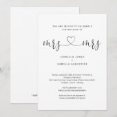 Lesbian Mrs & Mrs All in One Wedding Invitation Kaart (Voorkant / Achterkant)