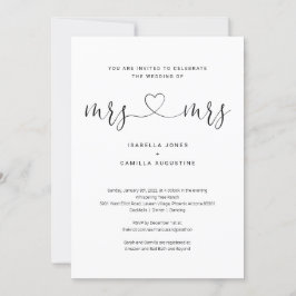 Lesbian Mrs & Mrs All in One Wedding Invitation Kaart
