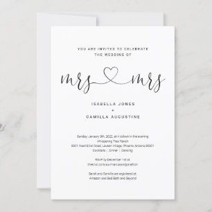 Lesbian Mrs & Mrs All in One Wedding Invitation Kaart