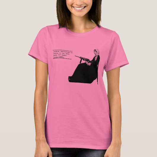 "Lesbian Oppression" - Lesbian Tide, maart 1972 T-shirt (Voorkant)