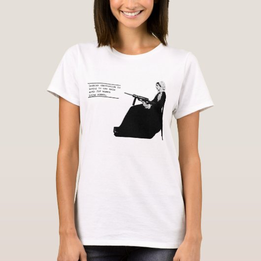 "Lesbian Oppression" - Lesbian Tide, maart 1972 T-shirt (Voorkant)