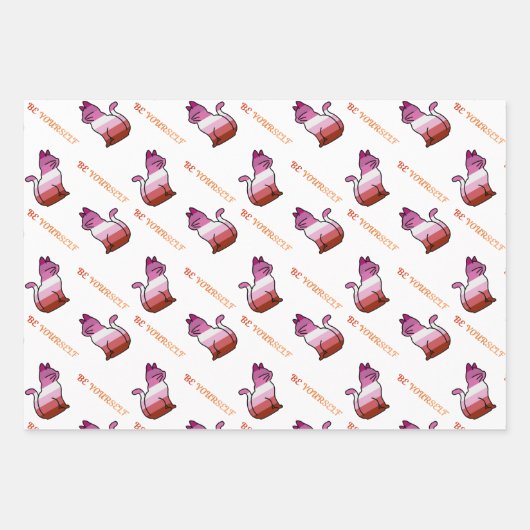 Lesbian Pride Cat - Wees jezelf Inpakpapier Vel (Voorkant 2)