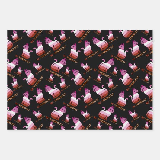 Lesbian Pride Cat - Wees jezelf Inpakpapier Vel (Voorkant)