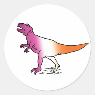 LESBIAN PRIDE DINOSAUR T-shirt Ronde Sticker