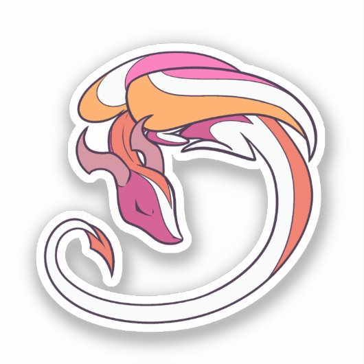 Lesbian Pride Dragon Sticker (Voorkant)