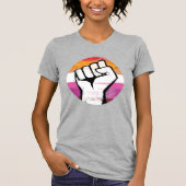 Lesbian Pride Fist Circle Print T-shirt (Voorkant)