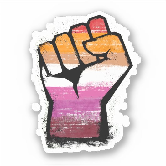 Lesbian Pride Fist Sticker (Voorkant)