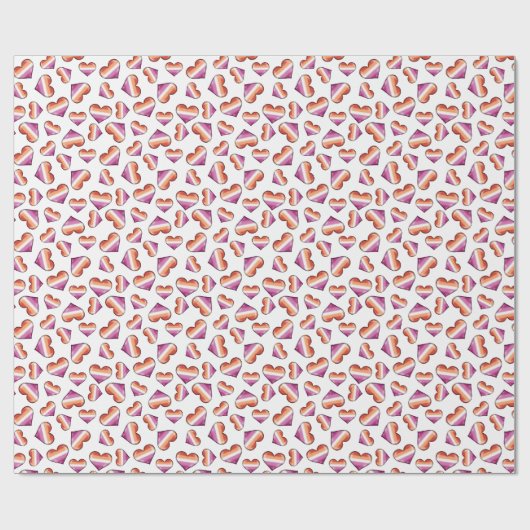 Lesbian Pride Flag Hearts Wrapping Paper Cadeaupapier (Vlak)