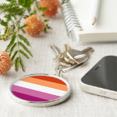Lesbian Pride Flag LGBTQ Sleutelhanger (Zijkant)