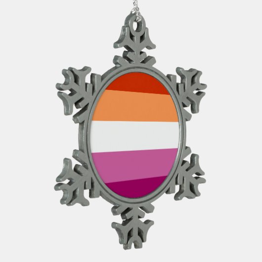 Lesbian Pride Flag LGBTQ Tin Sneeuwvlok Ornament (Links)