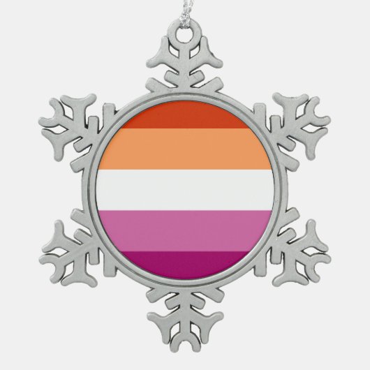 Lesbian Pride Flag LGBTQ Tin Sneeuwvlok Ornament (Voorkant)