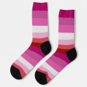 Lesbian Pride Flag Pink, White, Red Striped Sokken (Links)