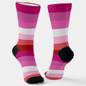 Lesbian Pride Flag Pink, White, Red Striped Sokken (Gebogen)