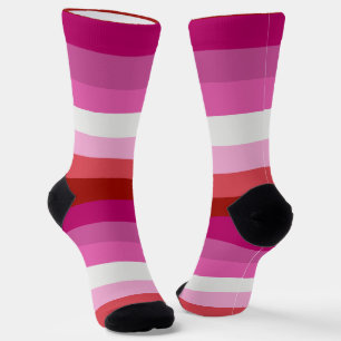 Lesbian Pride Flag Pink, White, Red Striped Sokken