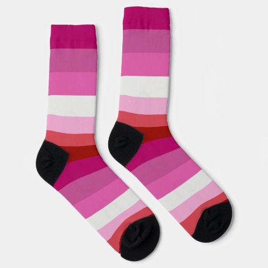 Lesbian Pride Flag Pink, White, Red Striped Sokken (Rechts)