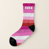 Lesbian Pride Flag Pink, White, Red Stripes Sokken (Links - buitenkant)