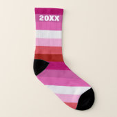 Lesbian Pride Flag Pink, White, Red Stripes Sokken (Links binnenkant)