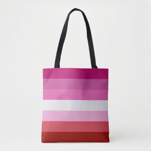 Lesbian Pride Flag Pink, White, Red Stripes Tote Bag (Voorkant)