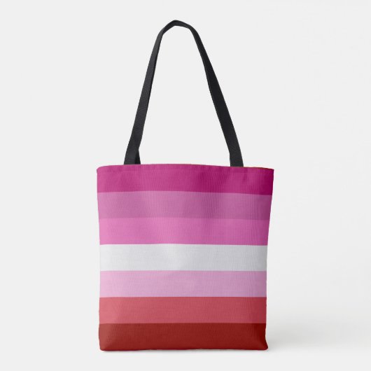 Lesbian Pride Flag Pink, White, Red Stripes Tote Bag (Achterkant)
