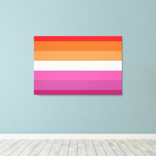 Lesbian Pride Flag (Sunset) Canvas Afdruk (Insitu (Houten vloer))