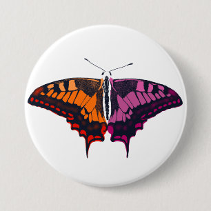 Lesbian Pride Flag Swallowtail Butterfly Ronde Button 7,6 Cm