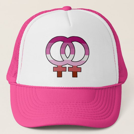 Lesbian Pride Flag Venus Symbol Trucker Hat Pet (Voorkant)