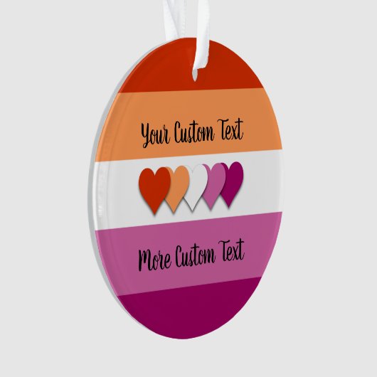 Lesbian pride flag with text ornament (voorkant)