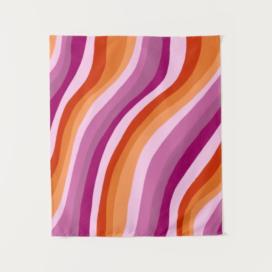 Lesbian Pride Handgemaakte Kleurrijke Roze Streep Wandkleed (Voorkant)